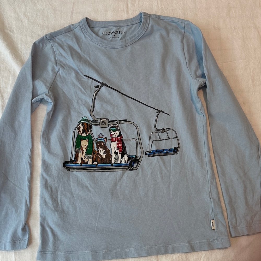 Crewcuts Blue Long Sleeve Tee with Ski Lift Design